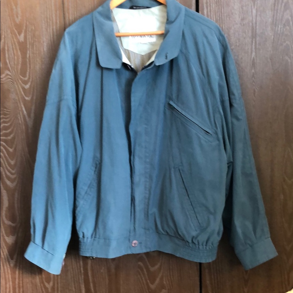 Vintage London Fog Men’s Classic Bomber Size L Blue Soft Elastic Waist CL003
